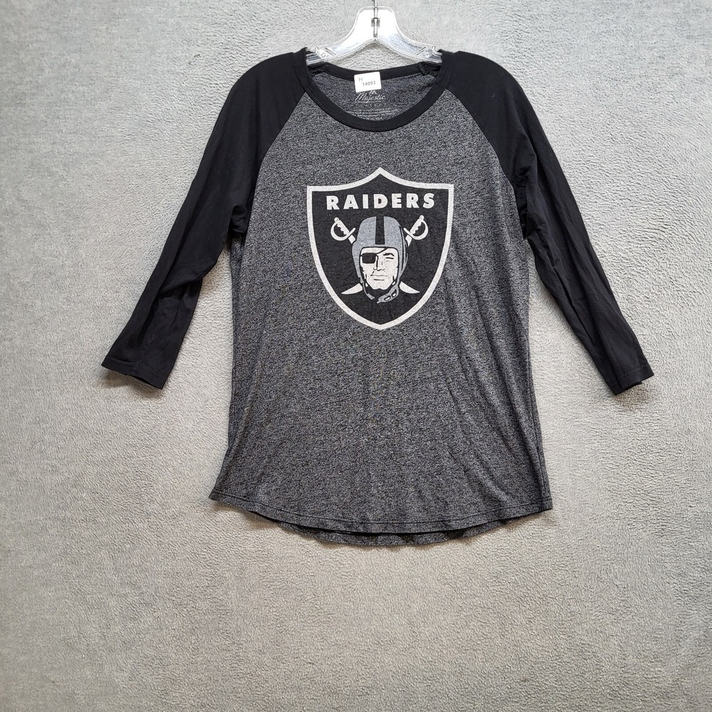Oakland Raiders Women‎ Shirt XL Gray Raglan Majestic Threads David Carr 4 Tee